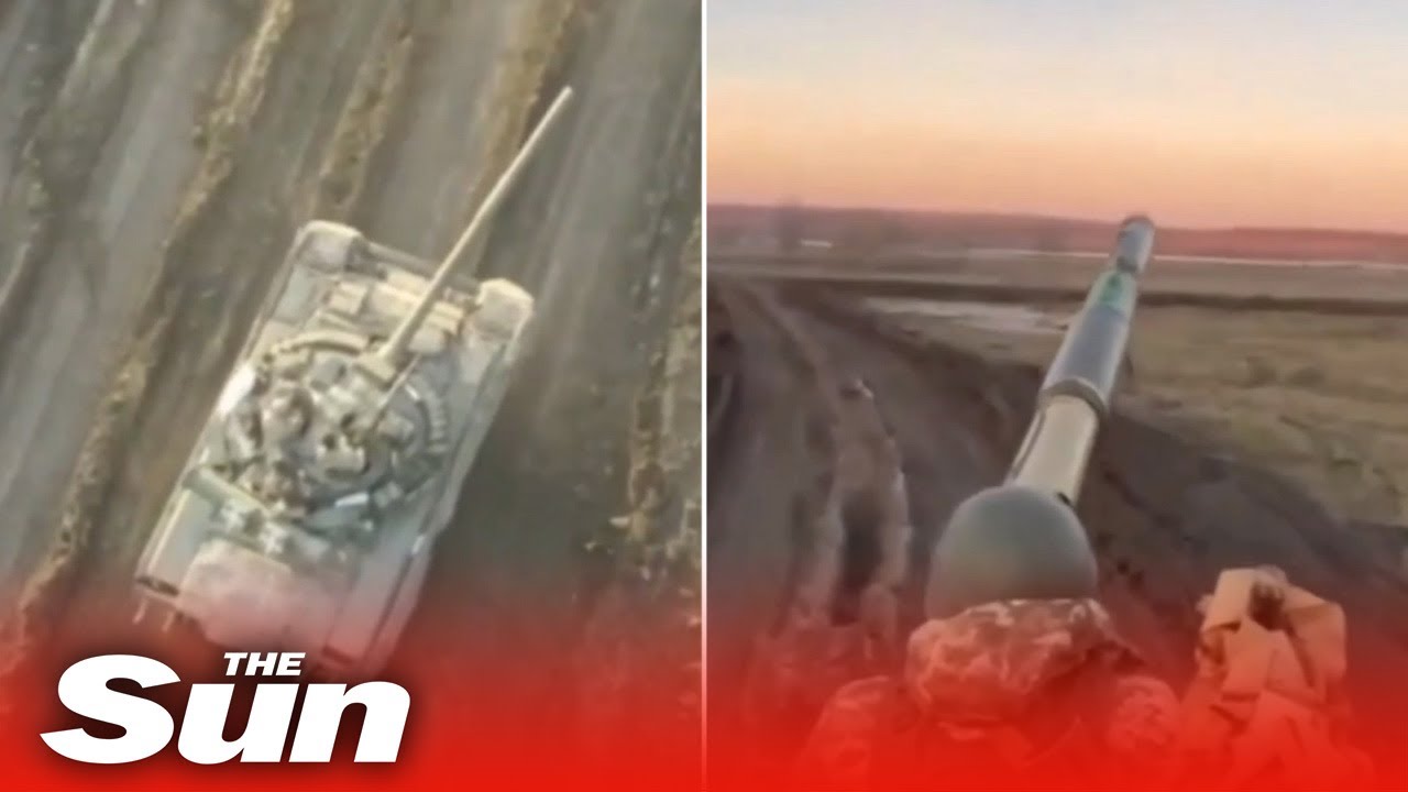 Incredible footage shows Ukrainian tank wiping out Russian troops