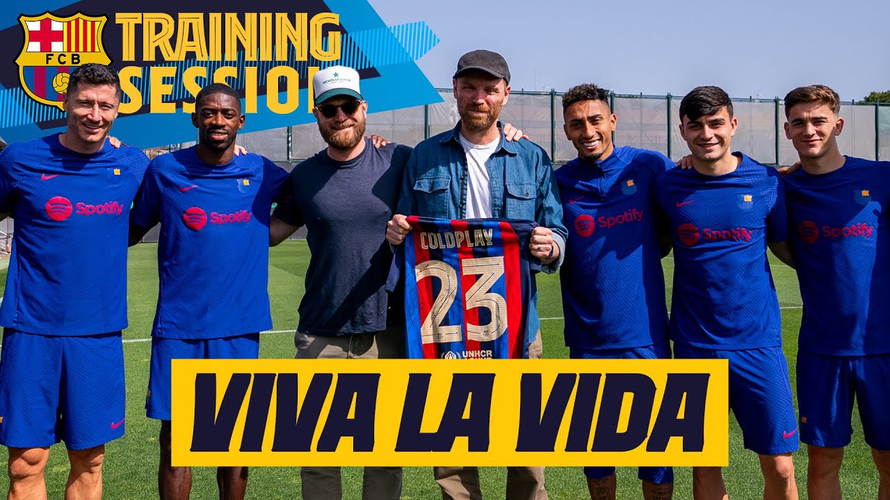 ✨ COLDPLAY MEETS BARÇA PLAYERS in TRAINING 🎤🎶