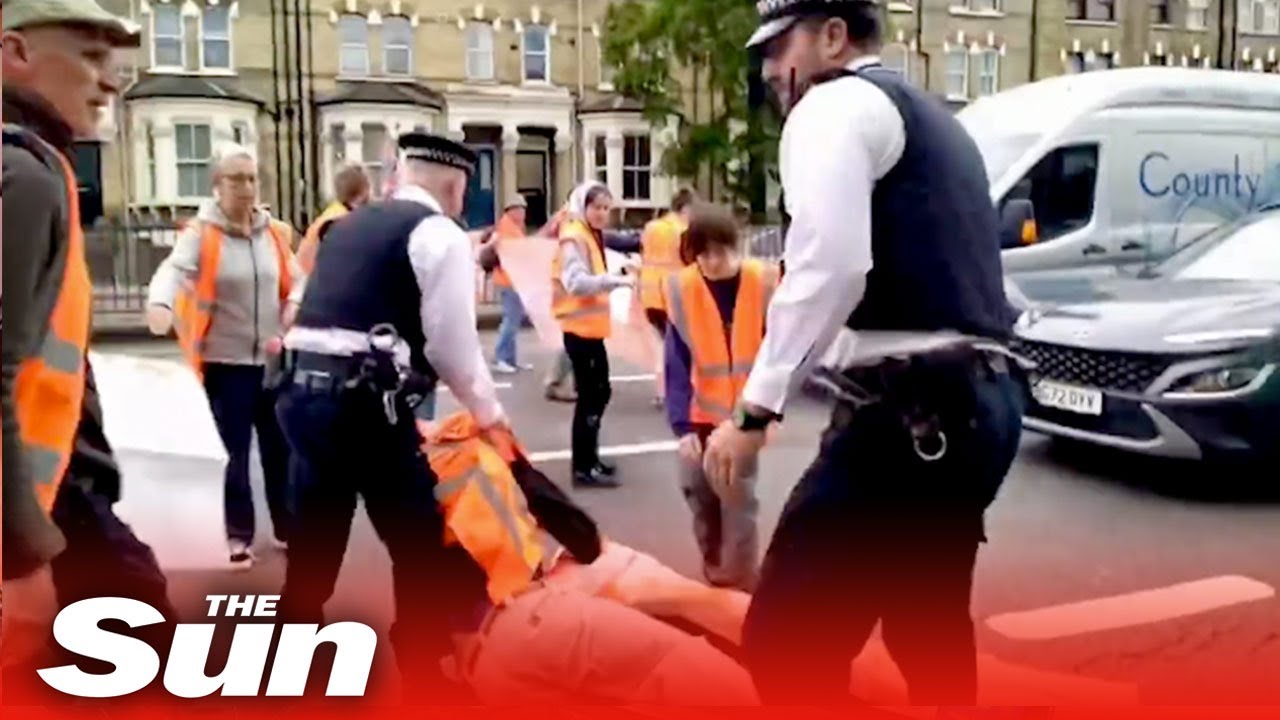 Police FINALLY intervene and pull eco-warriors from London’s roads