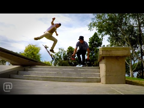 How to Film Skateboarding Down Stairs on NKA - UCsert8exifX1uUnqaoY3dqA