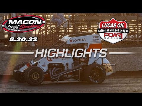 8.20.22 Lucas Oil POWRi National Midget League at Macon Speedway Highlights - dirt track racing video image