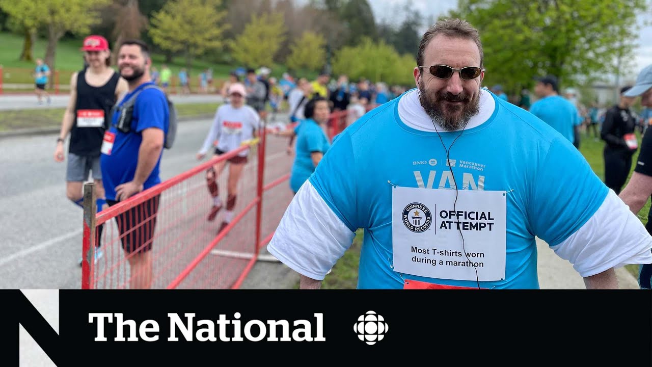 #TheMoment a Vancouver man finishes marathon wearing 81 T-shirts