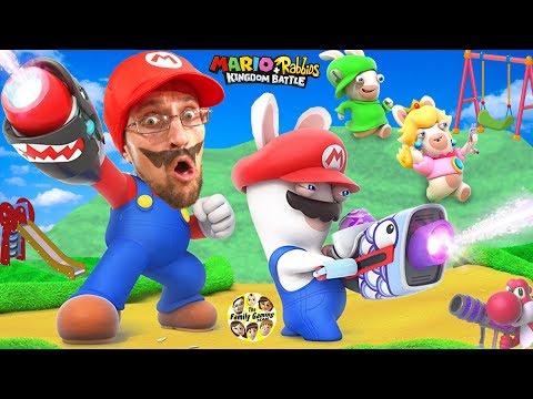 SUPER HERO MARIO vs. PLAYGROUND RABBIDS Skit! FGTEEV plays Mario + Rabbids Kingdom Battle (Switch) - UCC-RHF_77zQdKcA75hr5oTQ