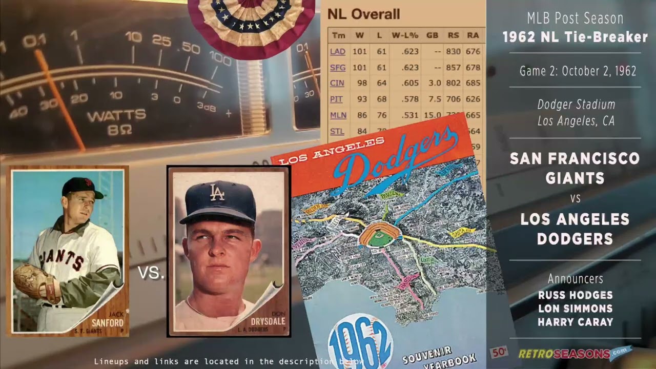 1962 NL Tie-breaker G2 - San Francisco Giants vs Los Angeles Dodgers Radio video clip