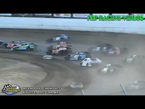 August 3, 2024 IMCA Modifieds Highlights Grays Harbor Raceway - dirt track racing video image