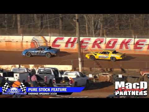 Pure Stock Feature - Cherokee Speedway 3/2/24 - dirt track racing video image