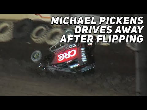 Michael Pickens Drives Away From Insane Barrel Roll At Merced Speedway - dirt track racing video image