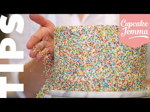 ALL THE SPRINKLES! How to completely cover your Cake | Cupcake Jemma Tips