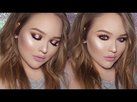 SEXY Warm-Toned Sparkly Smokey Eyes + GLOWY Skin Makeup - UCzTKskwIc_-a0cGvCXA848Q