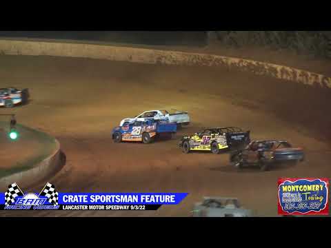 Crate Sportsman Feature - Lancaster Motor Speedway 9/3/22 - dirt track racing video image