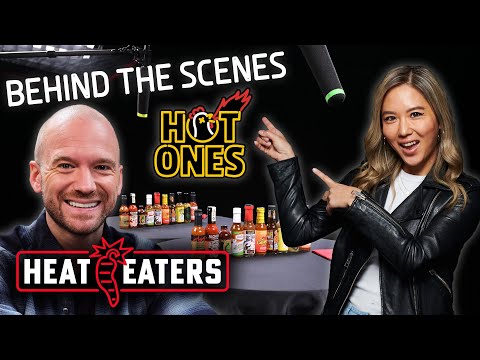 Hot Ones Studio Tour with Sean Evans! + Wing Tutorial & CRAZY Hot Sauce Tasting | Heat Eaters