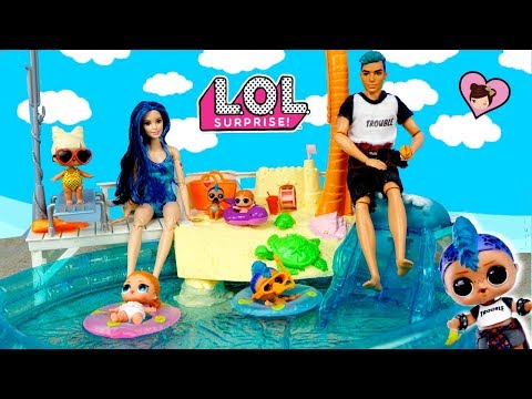 LOL Punk Boi Family Barbie Pool  Routine with LOL Vacay Baby Family - UCXodGGoCUuMgLFoTf42OgIw