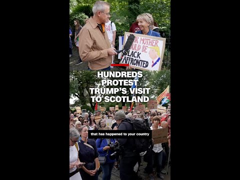 Hundreds protest Trump’s visit to Scotland