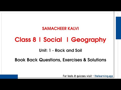 Rock and Soil Exercises, Questions | Unit 1  | Class 8 | Geography | Social | Samacheer Kalvi