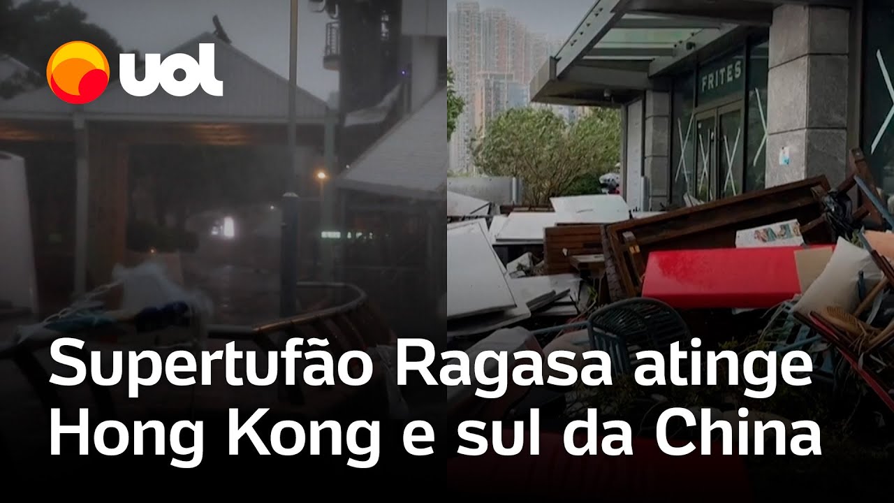 Supertufão Ragasa atinge Hong Kong e o sul da China e destrói casas, lojas e carros; veja vídeo