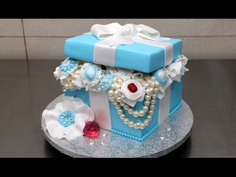Tiffany Gift Box Pearls and Diamonds Cake by CakesStepbyStep - UCjA7GKp_yxbtw896DCpLHmQ