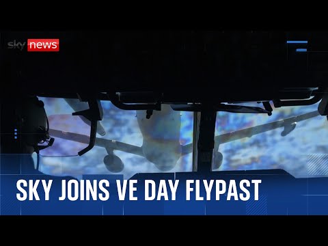 Sky News flies in aircraft as part of flypast in VE Day celebrations