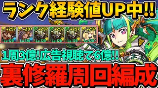 【ランク上げ】1周3億経験値！？正月ノルディス編成で裏修羅を快適ずらし周回！ランク1100までノンストップで走り抜こう！【パズドラ】【裏修羅