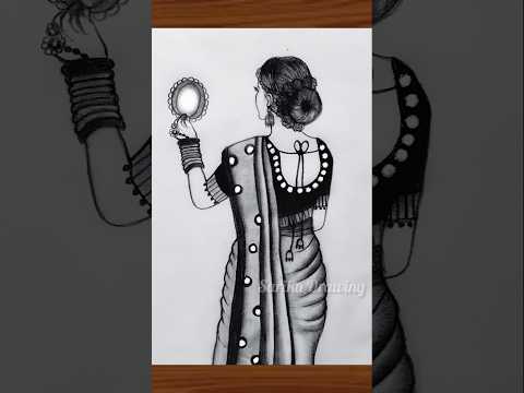 Girl sketch drawing 😍 #karwachauthspecial #trending #shorts #karwachauth #drawing #pencilsketch #art