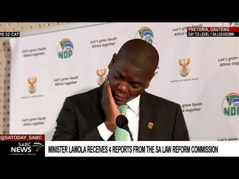Justice Minister Ronald Lamola receives four reports from the South African Law Reform Commission