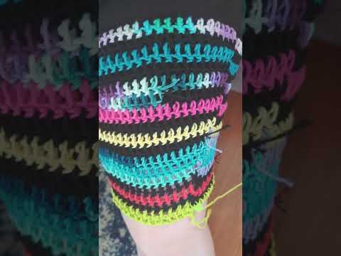 Time to start flaring this leg! #crochet #diy #scrap #cotton #rainbow #pants