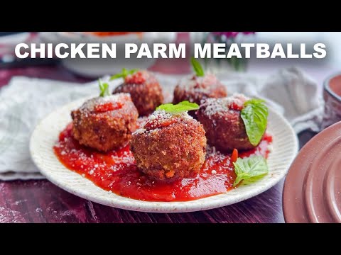 Cheese Stuffed Chicken Parm Meatballs