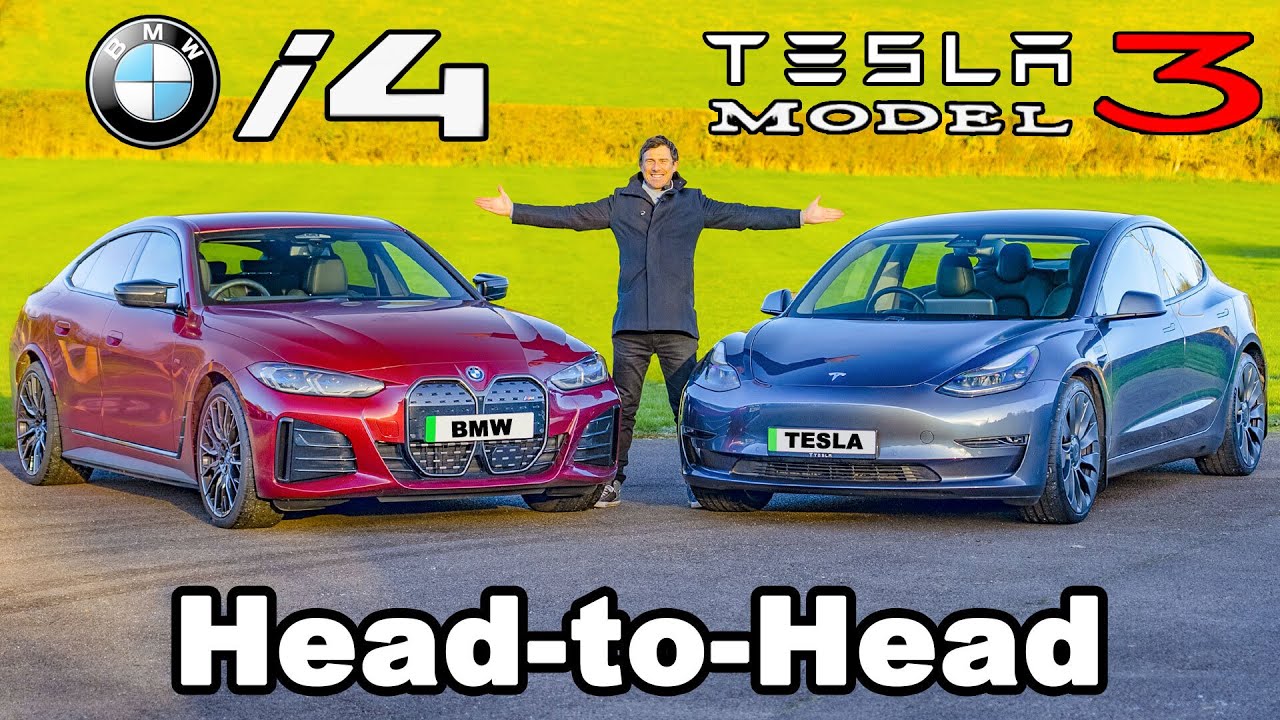 BMW i4 v Tesla Model 3 REVIEW with 0-60mph test!