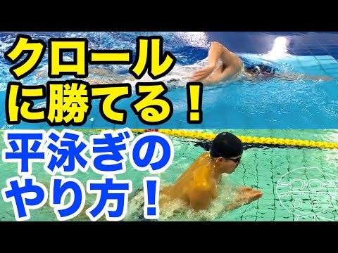 【平泳ぎで】クロールに勝ちたい【どうすれば勝てるか】真面目に考える【こうする】ストロークのコツ・テクニック【無理じゃね?】