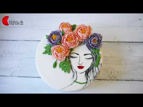 paint and flower cake decorating - the beauty (eng - viet sub)
