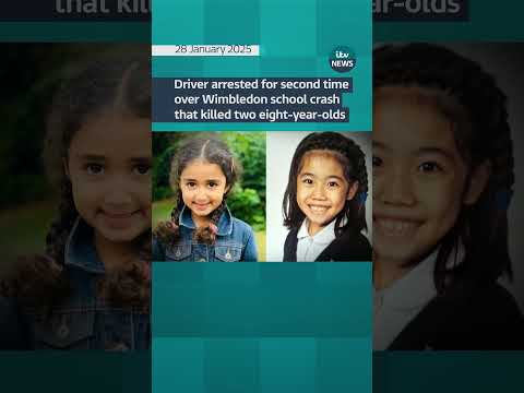 Driver arrested for second time over school crash that killed two eight-year-old girls.