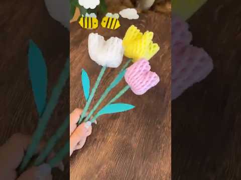 【工作遊び】 フルーツネットでチューリップ🌷#shorts