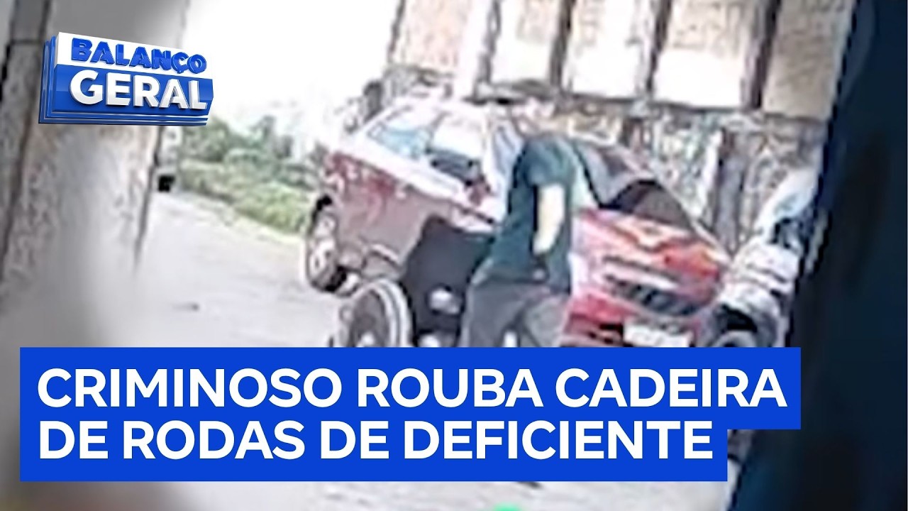 Câmeras flagram criminoso furtando cadeira de rodas de deficiente
