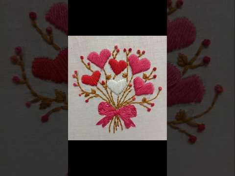 Heart Bouquet 💐 with ribbon Bow #love #embroiderydesign #hoopart#heart#bouquet #viral#trendingshorts