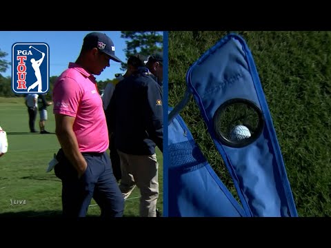 HOW?! Woodland’s tee shot lands in cup holder at Sanderson Farms