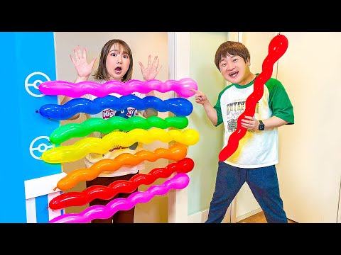 【寸劇】魔法でアイスが風船になっちゃった⁉︎いろんな風船で遊ぼう！魔法ステッキで全部ふうせんに変身させてたら大変なことに…！