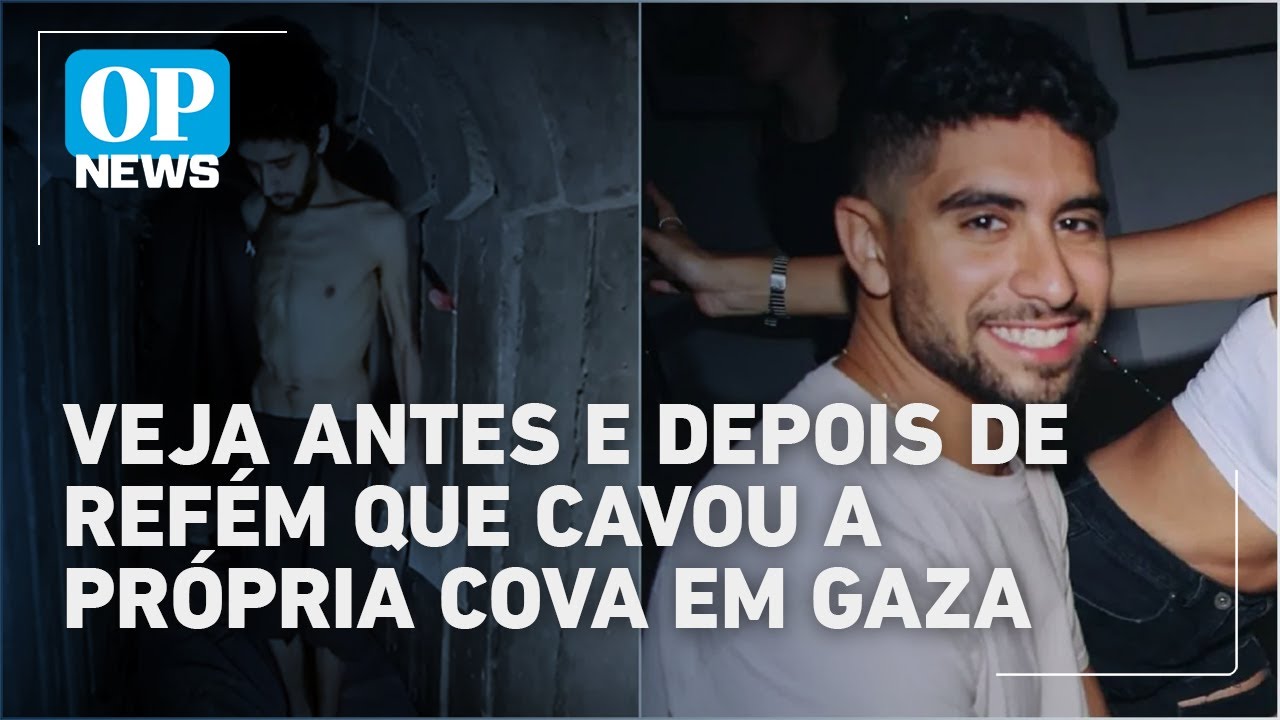Evyatar David veja antes e depois do refém israelense gravado cavando a própria cova | O POVO News