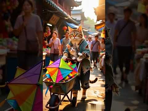 Selling kites 😭#cat #kucing