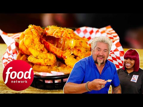 "That's The Bite!" Guy Fieri Tries "The Hulk" Fried Lobster & Waffles | Diners Drive-Ins & Dives