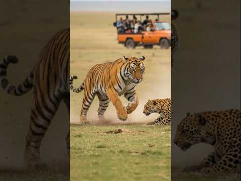 Battle of Tiger and Leopard Wild Animals #animals #shorts #tiger