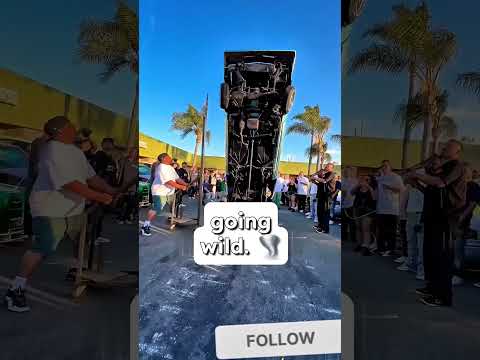 This Blue Lowrider JUMPS 3 Meters High! 🚘🔥 #shorts #lowrider #carshow #viral #crazy #custom