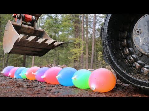 EXPERIMENT | Crushing Rainbow Balloons with Excavator
