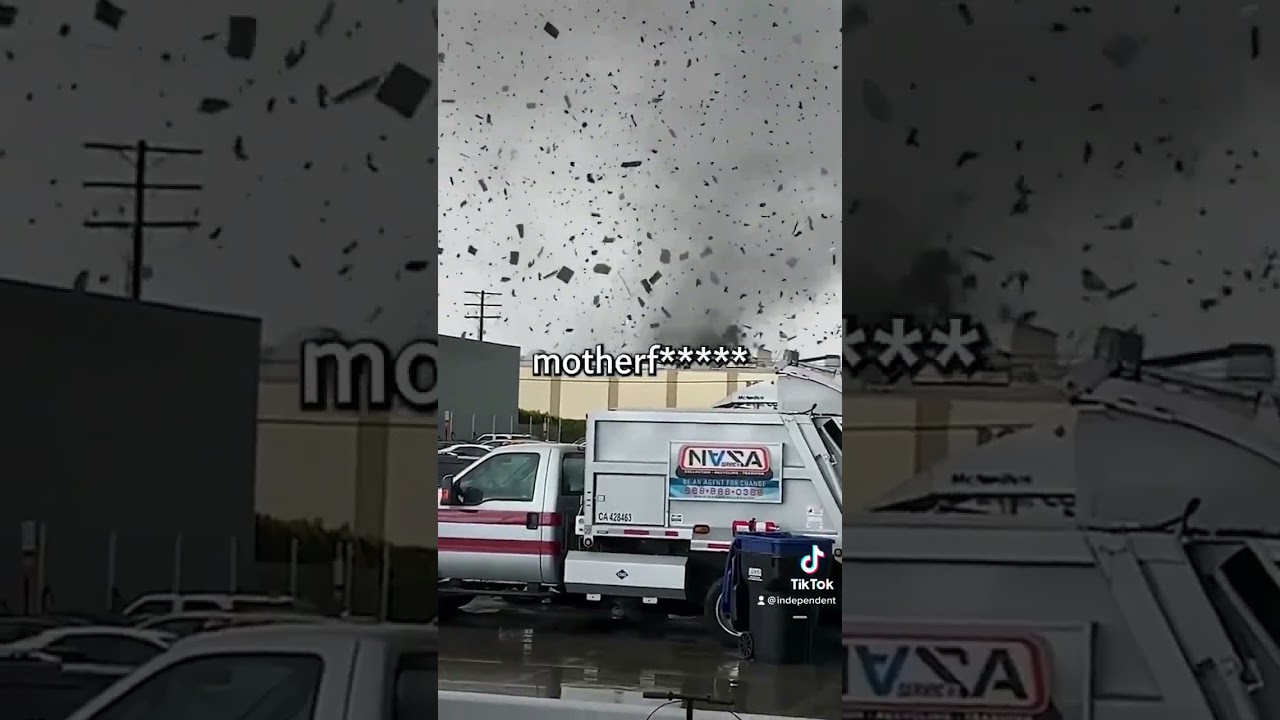 Tornado tears roof off multiple buildings in California 🌪️ #shorts