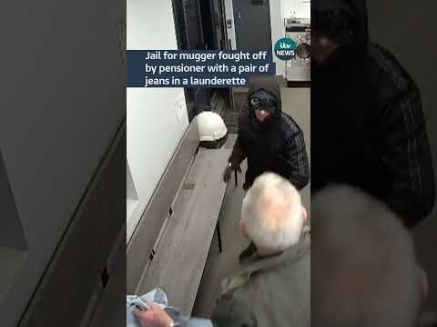 A mugger who was fought off by an 84-year-old pensioner in a launderette has been jailed #itvnews