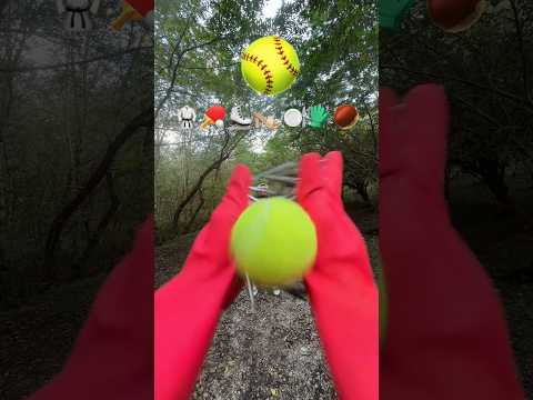 Tennis Ball Catch Challenge 🎾🥎 7 Crazy Tools in Jungle ASMR | Amoofadaa #asmr #viral #shorts #sports