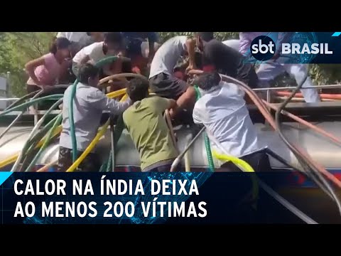 Ao menos 200 pessoas morrem por conta do calor intenso na Índia | SBT Brasil (03/06/24)