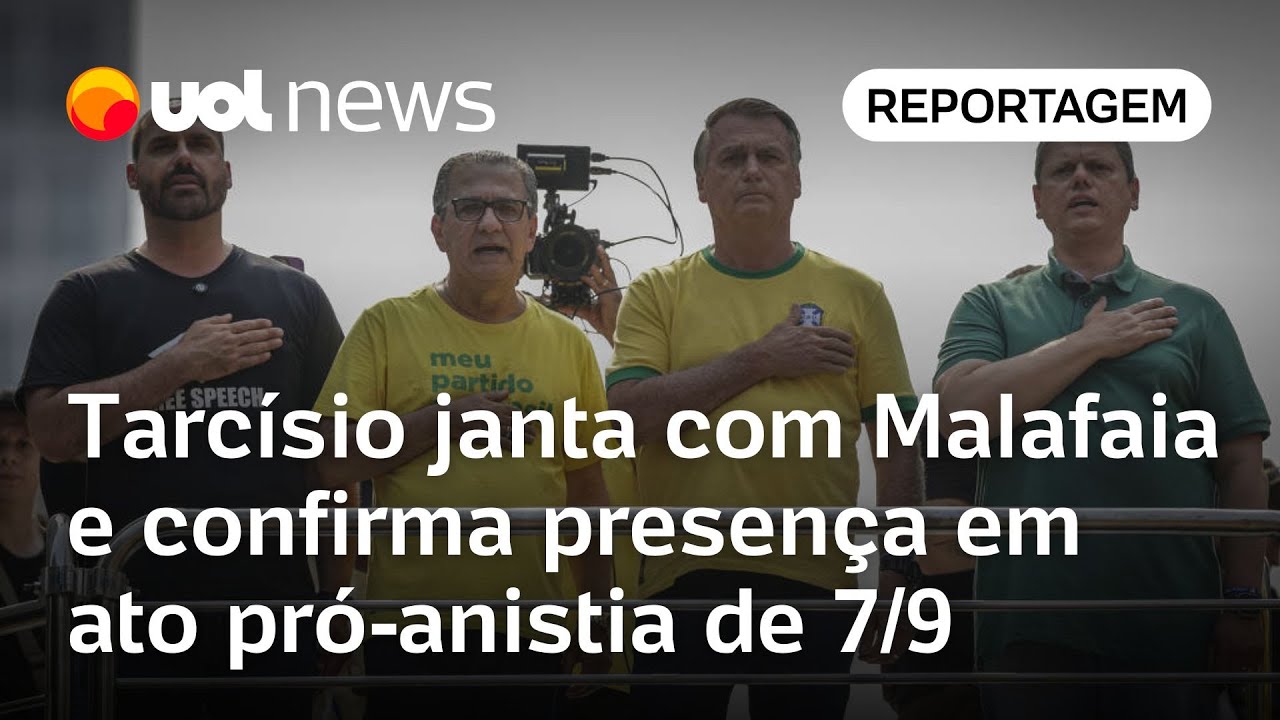 Tarcísio janta com Malafaia e confirma presença em ato pró anistia de 79 na Av Paulista | Bergamo