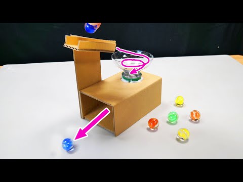 【DIY】🔴ぐるぐるビー玉発射ゲーム!!  🔵Spin and shoot marbles