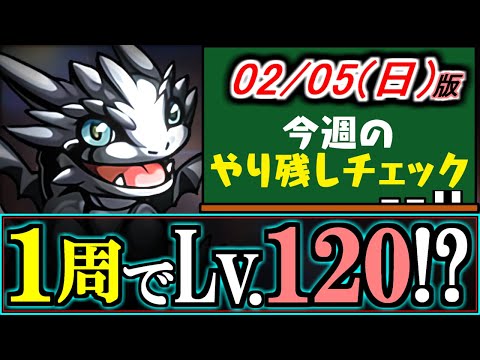 【激ウマ】※本日限定!!たった1周でキャラがLv.120に!?狂練の洞窟の育成効率がとにかく凄いです!!2月5(日)付 今週のやり残しチェック～【パズドラ】