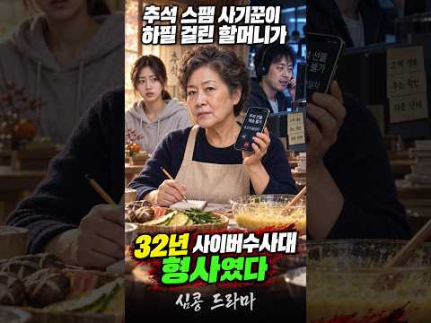 추석 보이스피싱 <strong>사기꾼이</strong> 하필 걸린 할머니가 32년 사이버수사대 형사였다 #추석 #택배사기 #스미싱 #보이스피싱 #명절사기예방 #금감원사칭 #안전계좌 #사이버수사대  #숏드라마