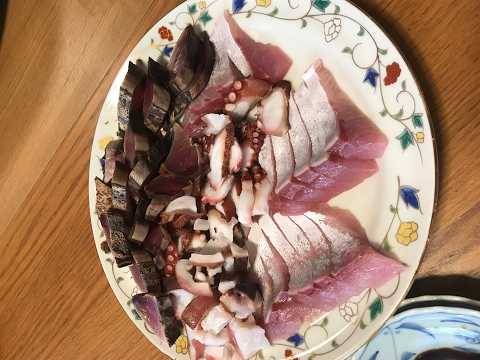 自宅で刺身とBBQLive非番日